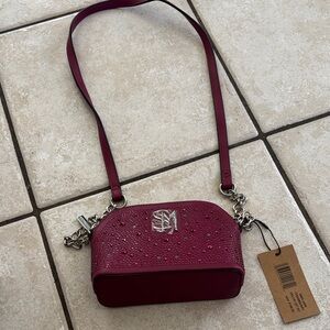 Steve Madden Burgundy Crossbody Bag with Chain Detail